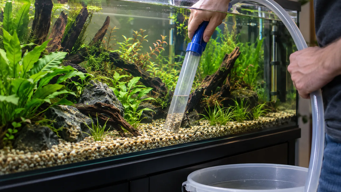 Aquarium Gravel Cleaning in Progress