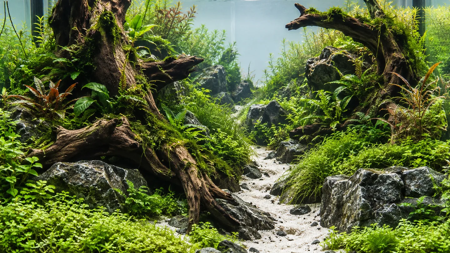 Freshwater aquarium care scene