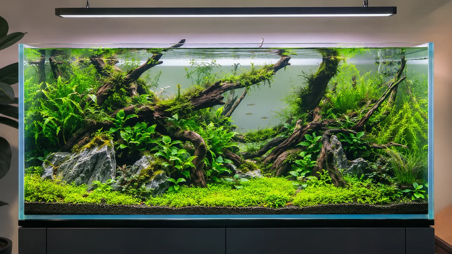 Freshwater aquarium care scene