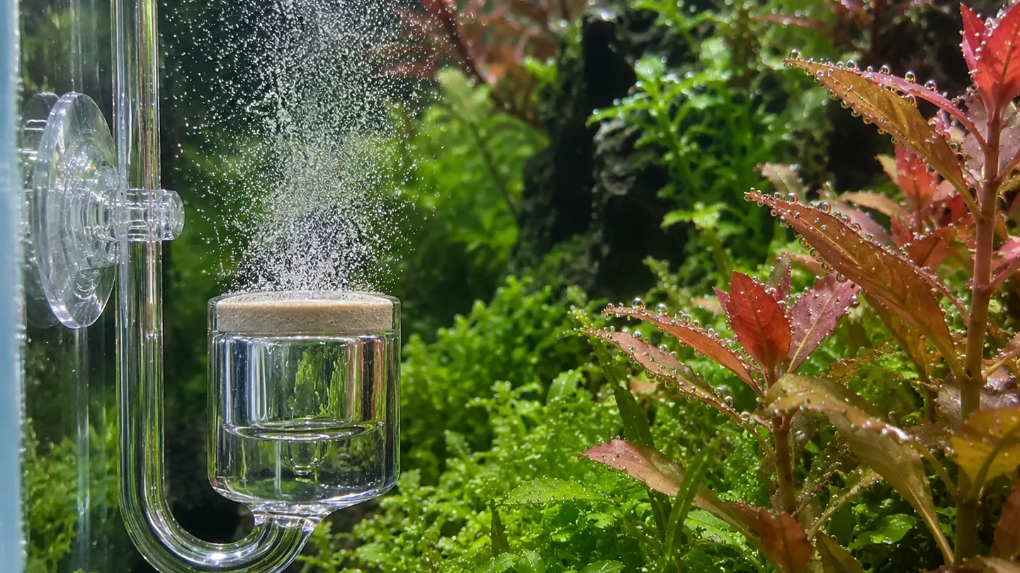 Freshwater aquarium care scene