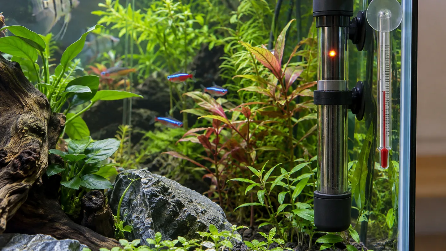Freshwater aquarium care scene