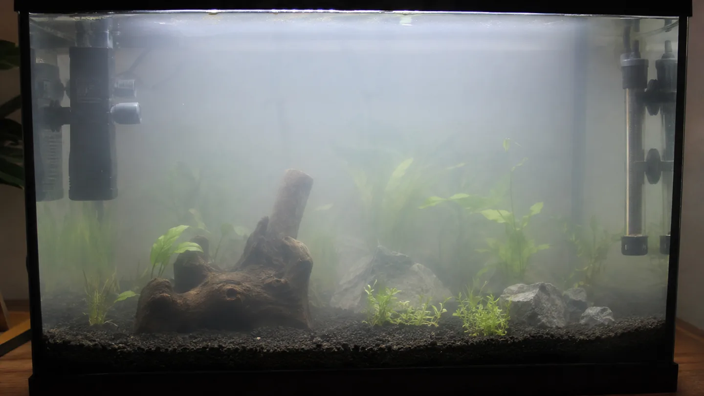 Freshwater aquarium care scene
