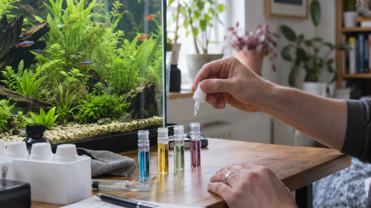 Freshwater aquarium care scene