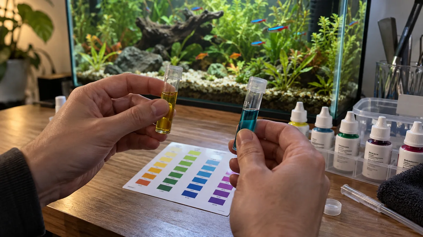 Freshwater aquarium care scene