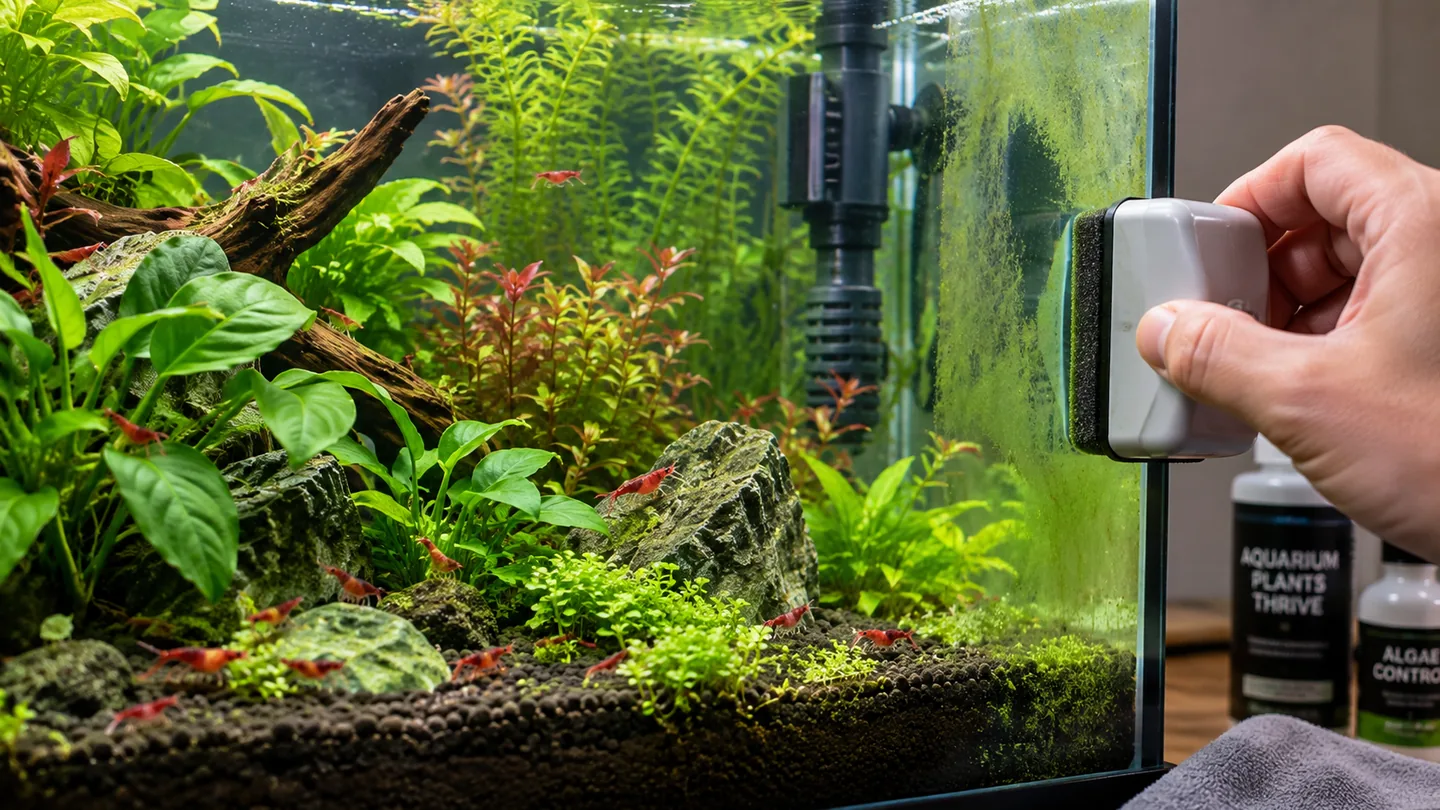 Cleaning a Lush Shrimp Aquarium