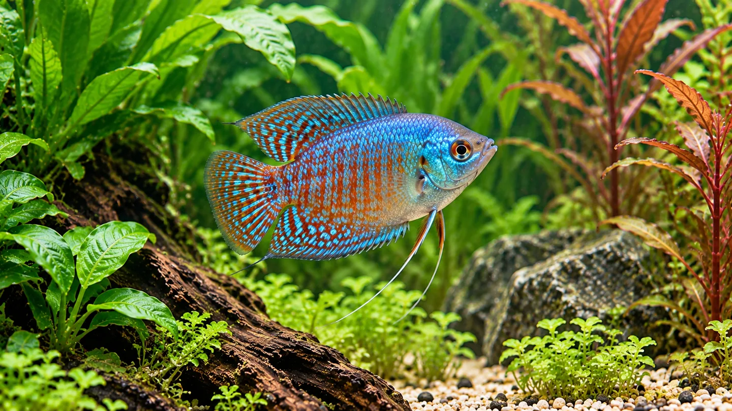 Vibrant Gourami in a Planted Aquarium
