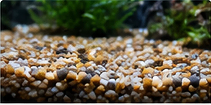 Close-up photorealistic image of aquarium gravel and substrate